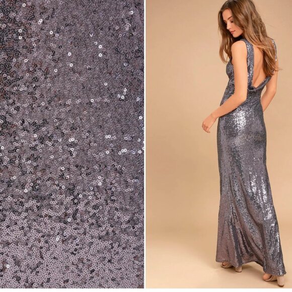 Lulus Slink and Wink Dusty Purple Sequin Maxi Dress, size small - Picture 3 of 9